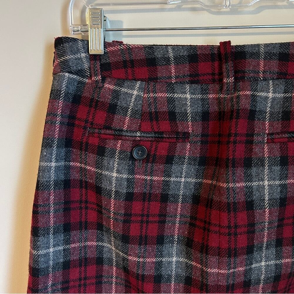 Eddie Bauer Red Gray Black Mercer Fit Plaid Wool Blend Lined Knee Length Skirt 4 - Picture 7 of 11